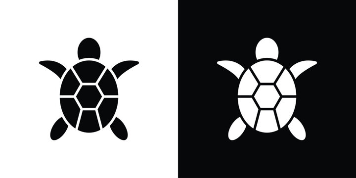 Sea turtle icon vector glyph pack. Black silhouette icons.