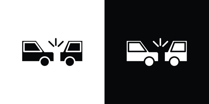 Rear end collision icon vector glyph pack. Black silhouette icons.