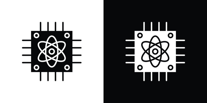 Quantum computing icon vector glyph pack. Black silhouette icons.