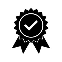quality icon certified check mark ribbon label vector art