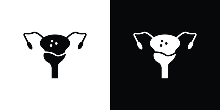 Pelvic inflammatory disease icon vector glyph pack. Black silhouette icons.