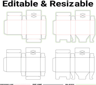 13 Small square Hanging box,die line template of packaging box with fold lock and top hanger hole model.
