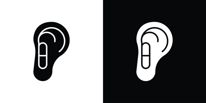Otitis icon vector glyph pack. Black silhouette icons.