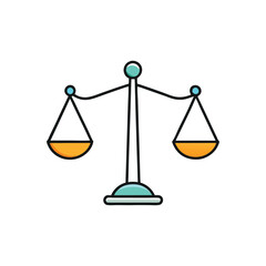 Vector art of scales of justice are balancing isolated on white background