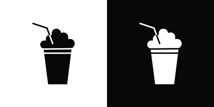 Milkshake icon vector glyph pack. Black silhouette icons.
