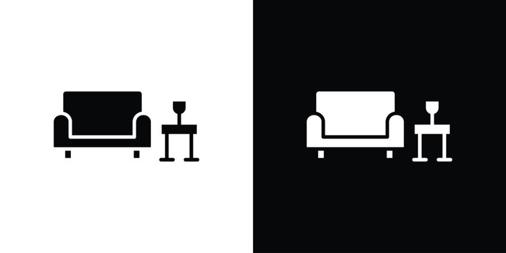 Lounge icon vector glyph pack. Black silhouette icons.