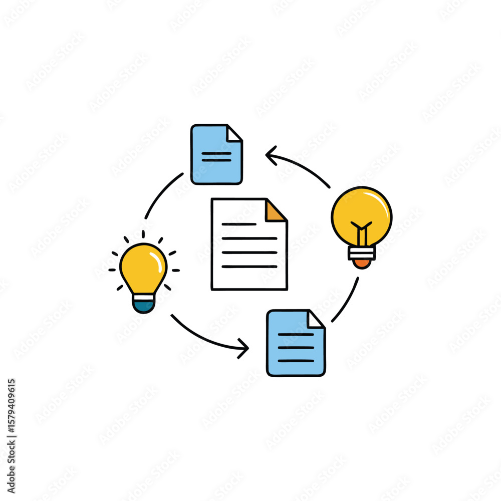 Poster vector art of ideas and documents in a cycle isolated on white background