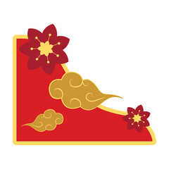 Traditional gold border vector isolated, chinese border flat vector illustration