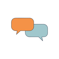 Fototapeta premium Vector art of two speech bubbles overlap in a dialogue about ideas isolated on white background