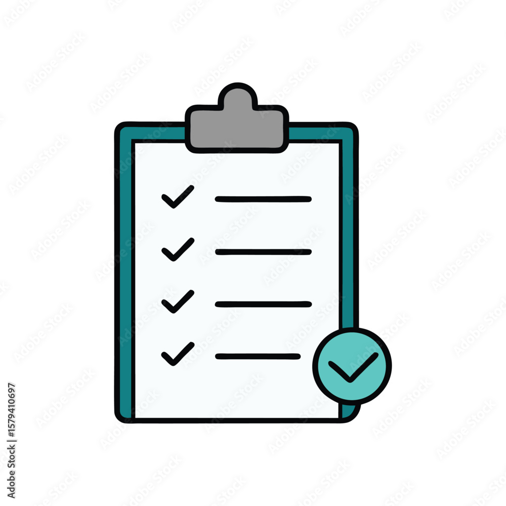 Poster vector art of a completed checklist with check marks isolated on white background