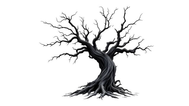 Barren Tree Silhouette, isolated on white background