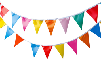 Decorative colorful party bunting isolated for celebration, festival, event, or holiday display.
