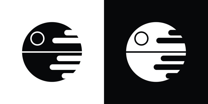 Death star icon vector glyph pack. Black silhouette icons.