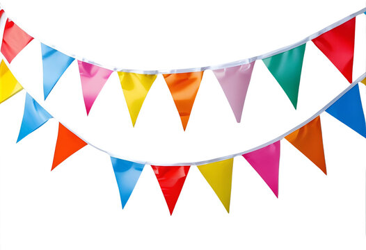 Decorative colorful party bunting isolated for celebration, festival, event, or holiday display.