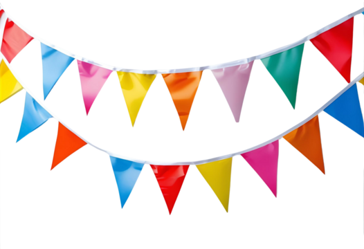 Decorative colorful party bunting isolated for celebration, festival, event, or holiday display.