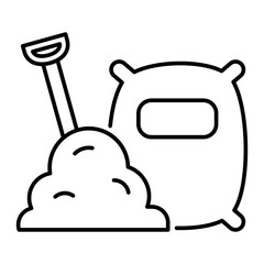 Cement Sign Icon - Minimalist cement bag symbol to visually indicate construction materials or heavy-duty supplies.