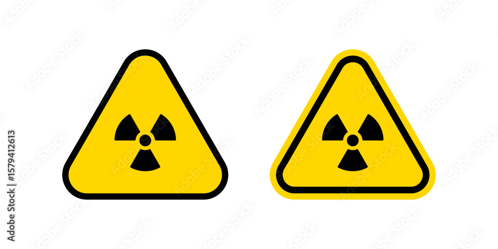 Poster radiation icon set. a simple and clean illustration of a radiation warning symbol in both outline an
