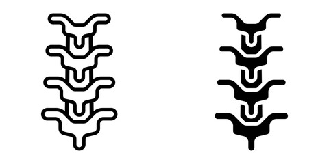 Spine icon set. Minimalist outline and solid style illustration of a spine anatomy for healthcare, medical or educational purposes. Clean and modern design.