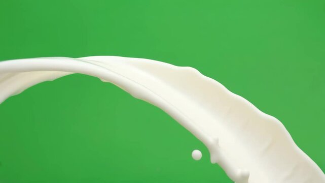  Milk pouring, green chroma background, energetic and refreshing  