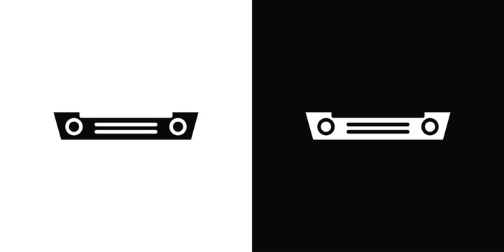 Car bumper icon vector glyph pack. Black silhouette icons.
