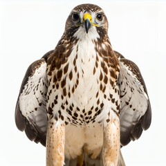 Majestic raptor portrait, presenting falconiformes on pristine canvas on white background