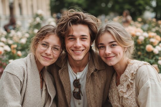 A group of three young people posing for a picture together - Powered by Adobe