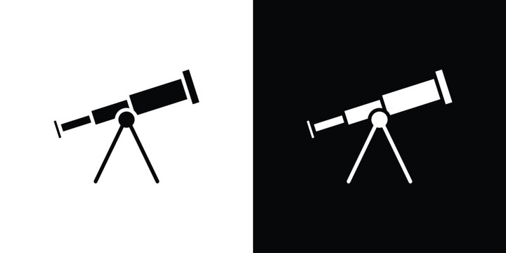 Boat Telescope icon vector glyph pack. Black silhouette icons.