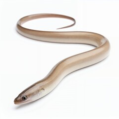 Smooth elongated form of a slender aquatic creature gracefully curving on white background