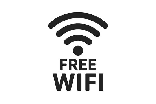 Free WiFi Symbol Icon. Wireless Internet Access Sign. Modern Black WiFi Signal Logo. Free Public Hotspot Zone. Connectivity Concept. Vector Illustration Isolated on White Background