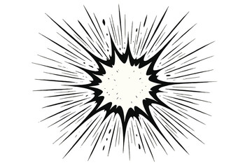 Fototapeta premium Dynamic comic explosion burst, radial speed lines, explosive force, action starburst, concentrated energy impact, manga motion effect, fight scene, dramatic impact