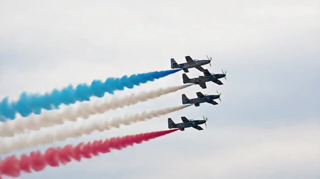 Airshow with the French flag.