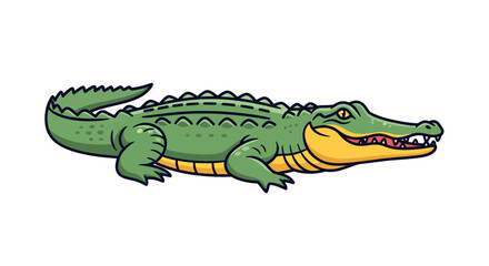 Obraz premium Crocodile Illustration, Wildlife, Nature, Digital Art, Vibrant Environment, Side View, Animal Concept