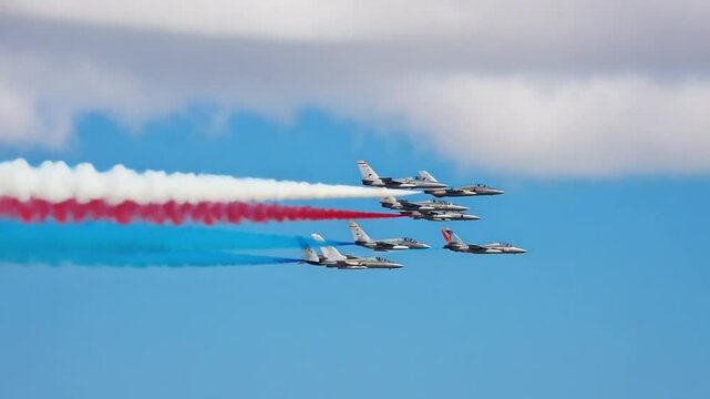 Airshow with the French flag.