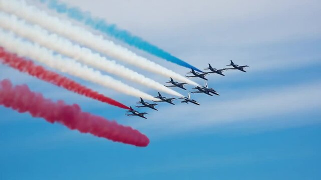 Airshow with the French flag.