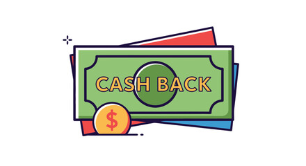 Cash Back Promotion, Financial Benefits, Online Shopping, Illustration, Modern Style, Colorful Design, Money Concept