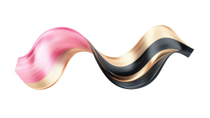 Pink, black, and gold wave-shaped fluid holographic iridescent 3D render icon isolated on white background, perfect for futuristic design, digital aesthetics, and luxury abstract compositions
