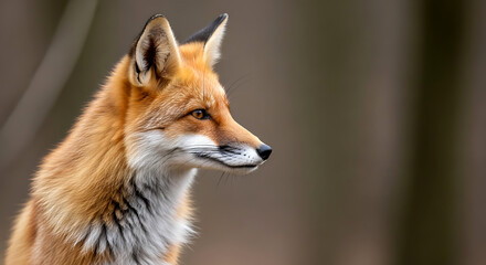 Obraz premium Captivating Close-Up of a Wild Fox: Exploring the Beauty and Detail of Nature's Red Predator in Profile.