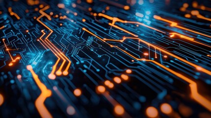 Abstract Circuit Board Glow: Futuristic Technology