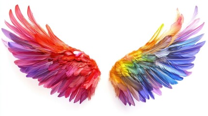 Vibrant Rainbow Wings on White Background