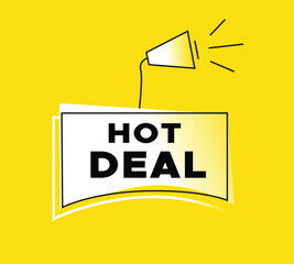 Hot deal banner for announce design megaphone and colorful design yellow background, business concept web element. vector illustration design for announce.
