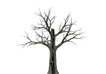 Obraz premium Dead Tree PNG – Transparent Background Dry Leafless Tree Illustration