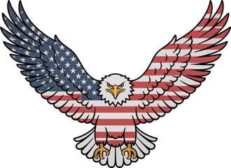 Flying eagle with heart wings vector logo design