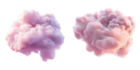 Set of pink cloud isolated on transparent background