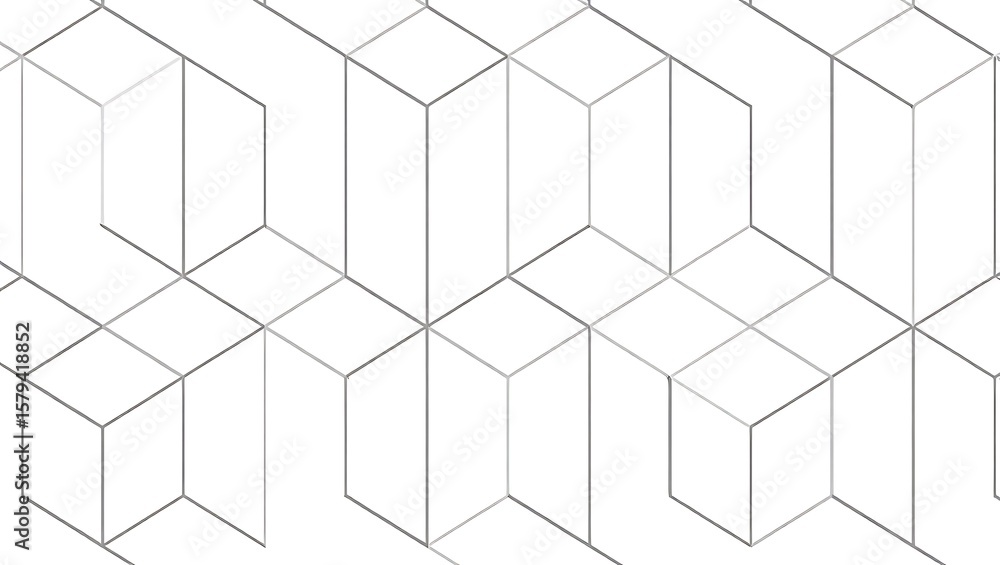Aufkleber geometric pattern of abstract cubes in repeating design, seamless line art with interlocking three-d