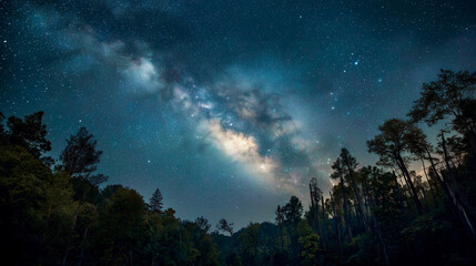 Fototapeta premium Milky Way over a forest at night