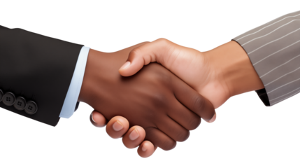 Two business people shaking hands on a deal with a transparent background