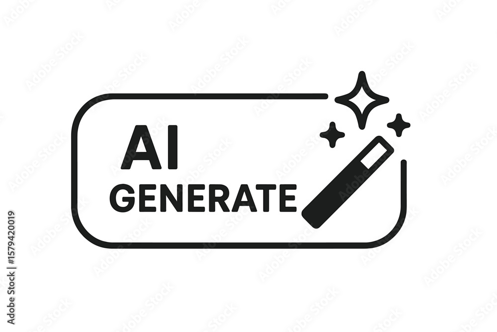 Poster ai generate button icon – generative artificial intelligence, magic wand, sparkle symbol, app ui ux 