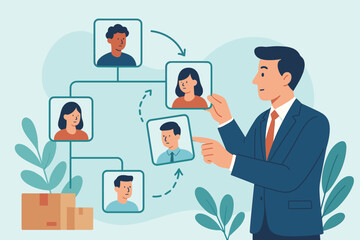 Business Team Reorganization and Resource Allocation Concept. Organizational Restructure, Department Change, Job Role Adjustment, Efficiency Improvement, Management Strategy