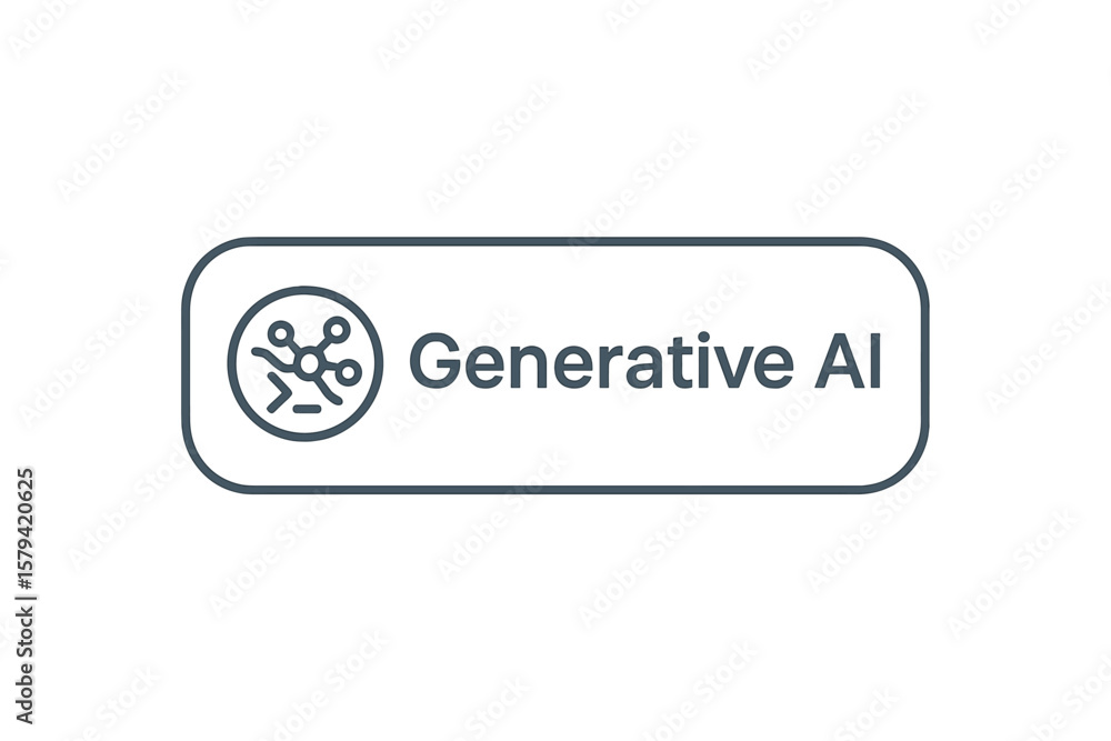 Aufkleber generative ai button icon, neural network command prompt symbol, modern app ui ux, technology vector