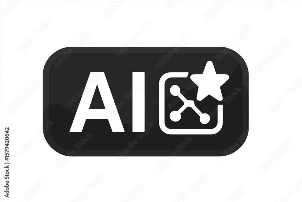 Aufkleber ai command button icon with star, generative artificial intelligence symbol, app ui ux design elemen